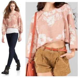 Free People "purple rain" cropped alpaca blend sweater sz M
